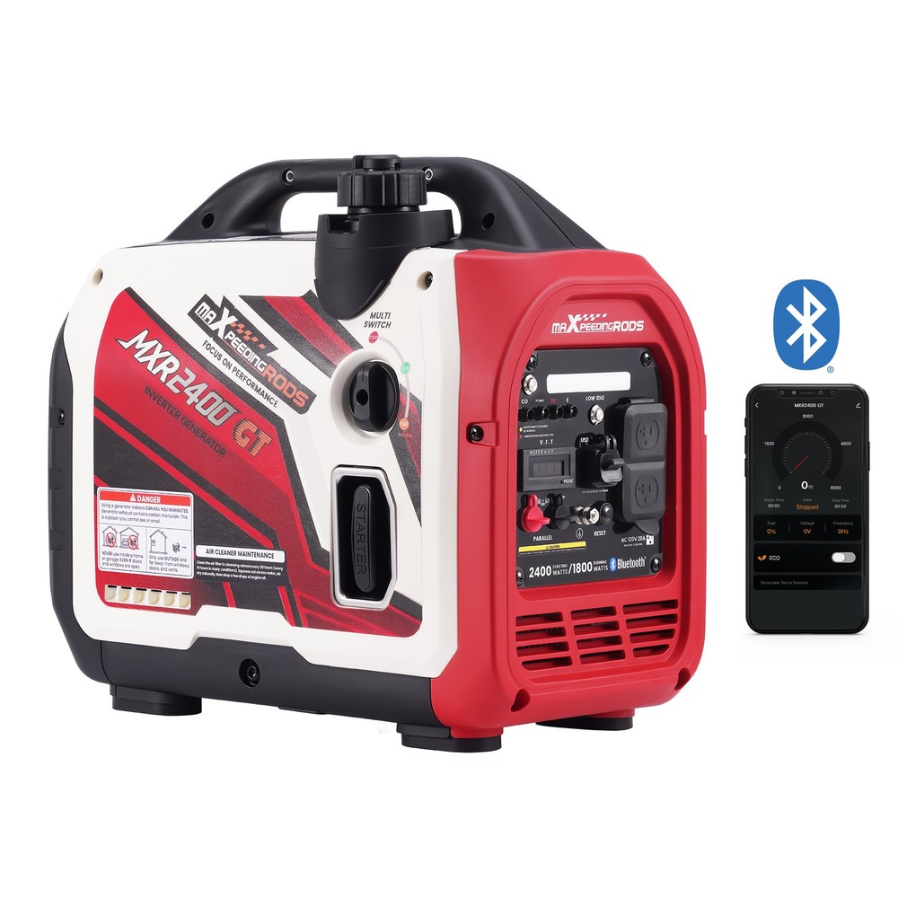 Quiet Inverter Generator 2400W App Data Monitor Eco Mode Lightweight Portable