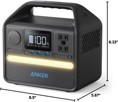 Anker 521 Portable Power Station 256Wh Solar Generator LiFeP04 Battery Pack 300W
