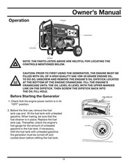 Owners Manual & Parts List KingCraft 6,000-Watt Portable Generator