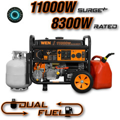 WEN 11,000-Watt 120V/240V Dual Fuel Portable Generator with Wheel Kit and Electr