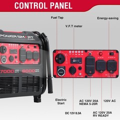 PowerSmart 7000W Gas Inverter Generator, 322cc, 120V Electric Start, Home Backup