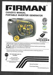 FIRMAN Portable Inverter Generator Owner’s Manual W03083
