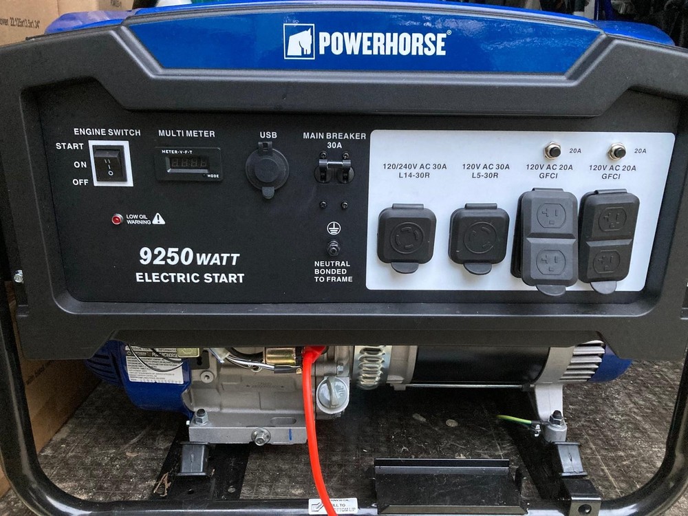 Powerhorse Portable Generator, 9250 Surge Watts, 7500 Rated Watts. READ DESCRIPT