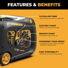 W02985 Inverter Portable Generator 3200W Remote Start, RV Ready Quiet Gas Power