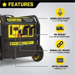 Champion 4,250-W Quiet Portable RV Ready Gas Inverter Generator w/ Remote Start