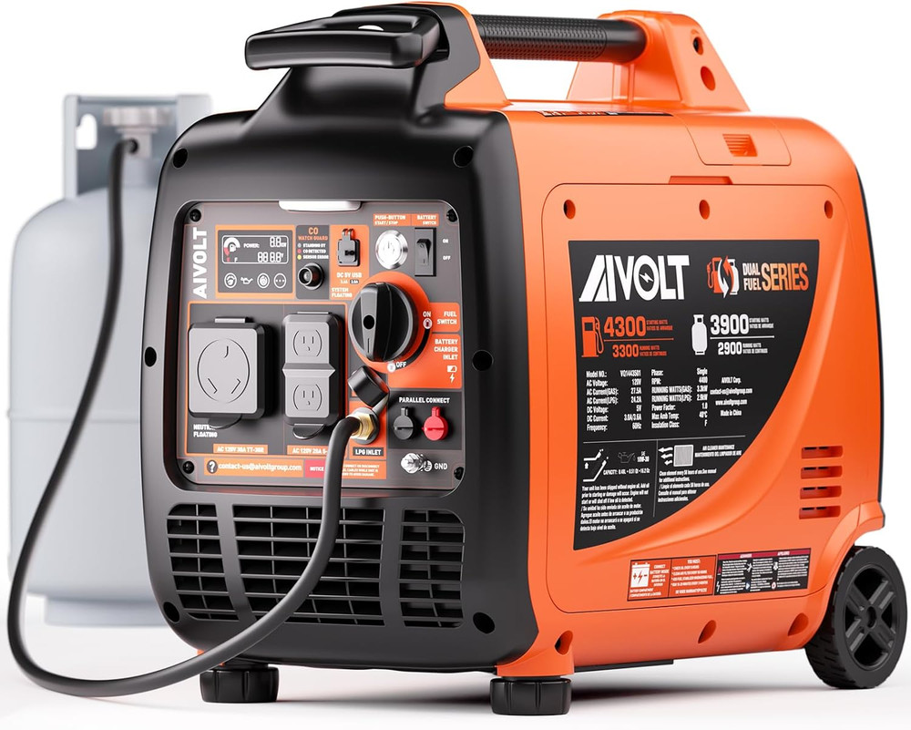 Ultra-Quiet 4300W Dual Fuel Inverter Generator with Remote Start, Portable