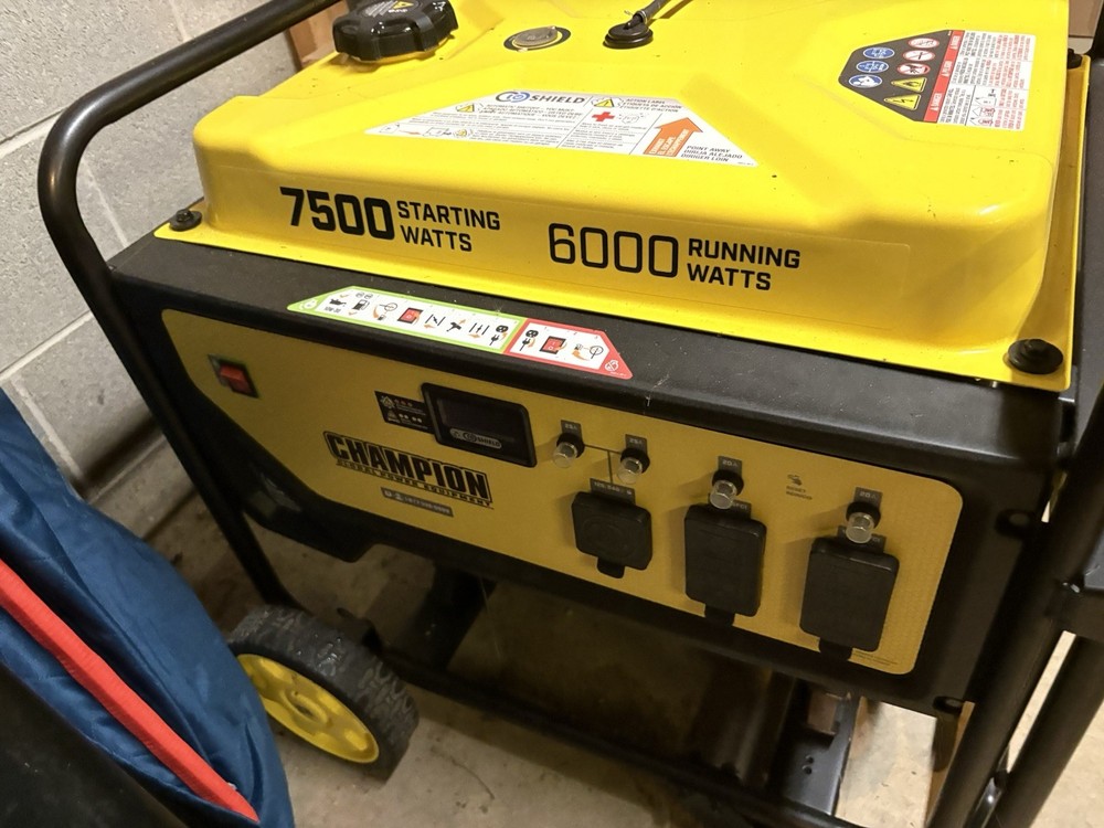 Champion 7500 Starting Watts 6000 Running Watts Portable Generator Yellow Black