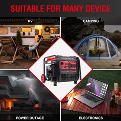PowerSmart 7000W Gas Generator, 322cc, 6H Runtime, Steel Frame, Movable Wheels