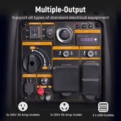 Inverter Generator 5000W Peak Digital Display Remote Start Outdoor Camping RV