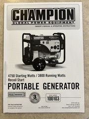 Champion Portable Generator 4750/3800W Model 100109 – Local Pickup Only