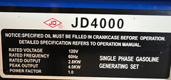 2004 Contractor Line 4000 Watt Generator – JD4000 – GEN4000/03237 – OEM