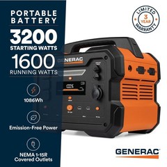 Generac GB1000 1086Wh Portable Power Station 1600W 3200W Peak Solar Ready PBStrt