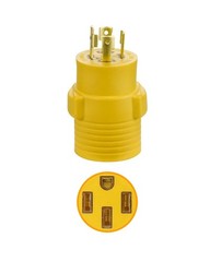 Generator Plug Adapter, 30 Amp to 50 Amp, 4 Prong Male 4 yellow