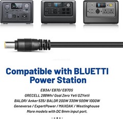 Car Charger For BLUETTI EB3A EB70 Power Station Charging Cable Connector 6.6ft