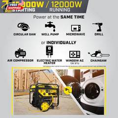 15000-Watt MKE Series Portable Generator with Electric Start and CO Shield