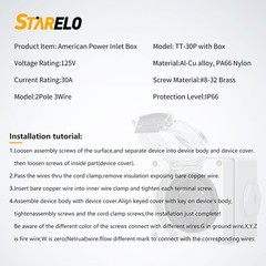 STARELO 30 Amp Generator Power Inlet Box NEMA TT-30P,125Volt, Outdoor…
