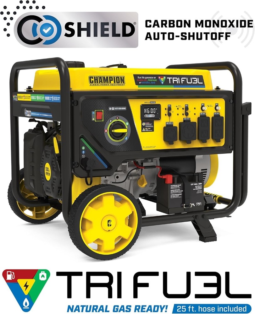 Champion Power Equipment 12,500-Watt Electric Start Tri Fuel Home Generator