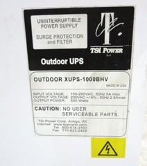 TSI POWER XUPS-1000BHV OUTDOOR UPS; INPUT VOLTAGE 150-280VAC; 50Hz; 5A max