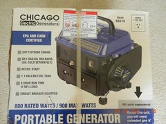 GENERATOR-CHICAGO ELECTRIC Portable Generator 2HP 800/900W 5 Hour Run Time- NEW
