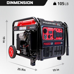 7000-Watt Open Frame Inverter Generator 120V/240V Dual Voltage Clean Power