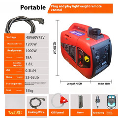 Electric car range extender two or three wheel 48v60v72v portable generator