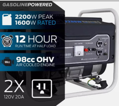 Pulsar 2200-Watt Portable Grey Gas Generator 18″Lx14″Dx17″H 4-Stroke OHV Engine
