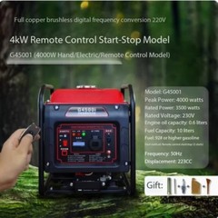 Small 220V AC Portable Gas Generator for Home and Commercial Use, High Power