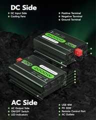 Power Inverter for Vehicles & Home Use, DC 12V to AC 110V Voltage 2000W