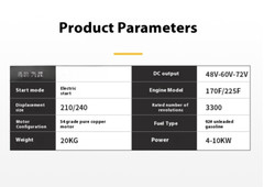 DC 48V 60V 72V Electric Vehicle Range Extender Low Noise Gasoline Generator