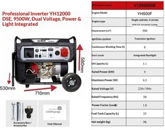 Generator YH5000io4 3-kW Portable Inverter Silent Gasoline Generator 220V