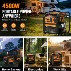 4500W Inverter Generator Gas Powered Generator CO Sensor Portable EPA Compliant
