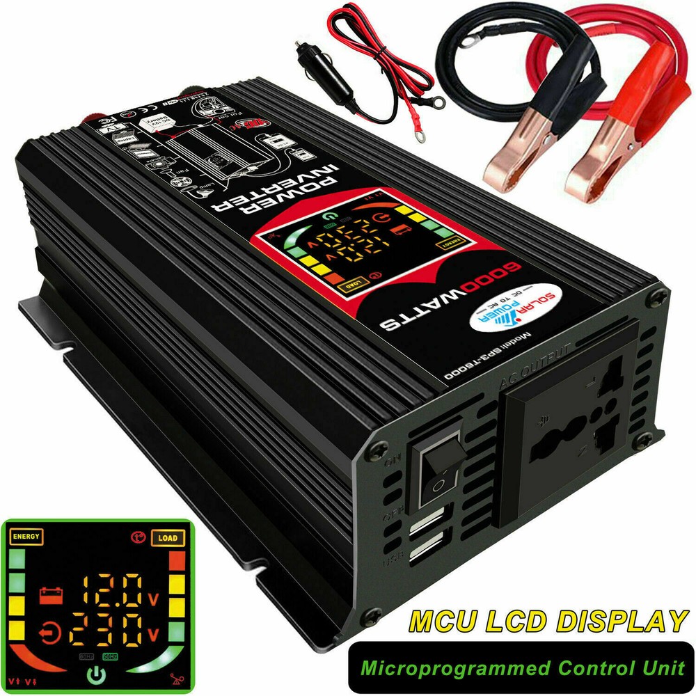500W Car Boat DC 12V To AC 220V USB Converter Power Inverter Smart Display