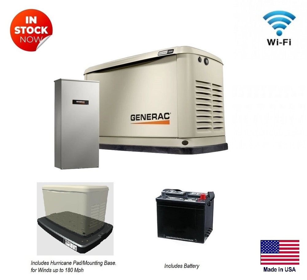 STANDBY GENERATOR – LP & NG Fired – 14 kW Transfer Switch, Pad & Battery Bundle