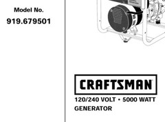 Owners Manual & Parts List Craftsman 5,000-Watt Portable Generator – 919.679501