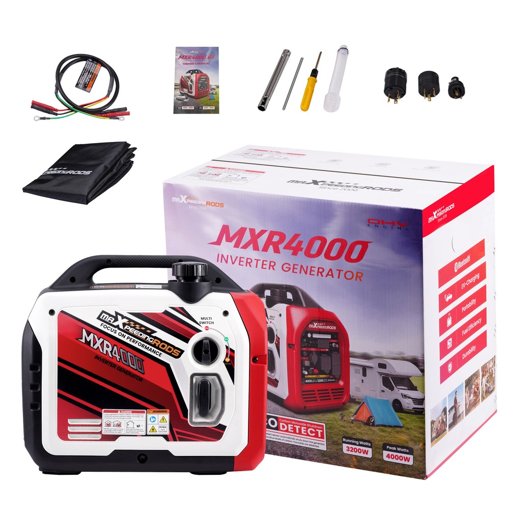 Gas-powered 4000 Watt Generator Portable EV-Charging w/Bluetooth CO Alert
