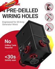 Marsflex 30 Amp Generator Inlet Box, Pre-Drilling NEMA L14-30P 30A, Yellow