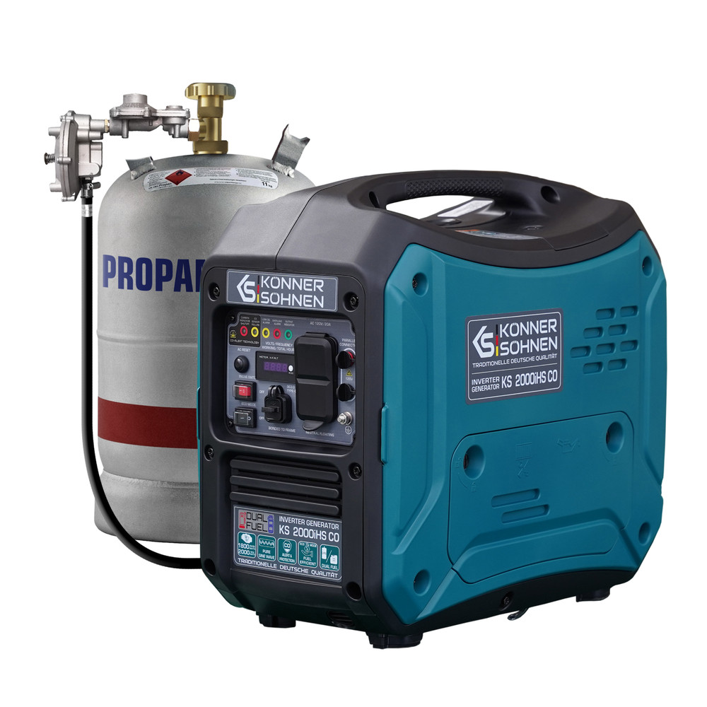 Könner & Söhnen German Portable Dual Fuel Inverter Generator 2000Watt, LPG/Gas