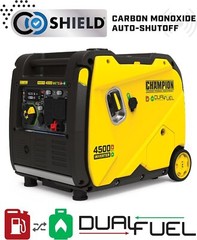 Champion 4,500-W Portable RV Ready Dual Fuel Gas Inverter Generator w/ CO Sensor