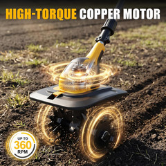Cordless Tiller Cultivator Compatible with DeWalt 20V Battery (Tool Only