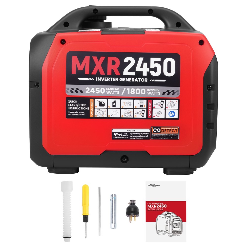 2450W Portable Inverter Generator – CO Auto Shutdown Certified for Outdoor