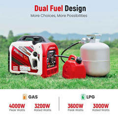 MXR Generator 4000 Watt Dual Fuel Inverter Gas Propane Bluetooth App RV Power