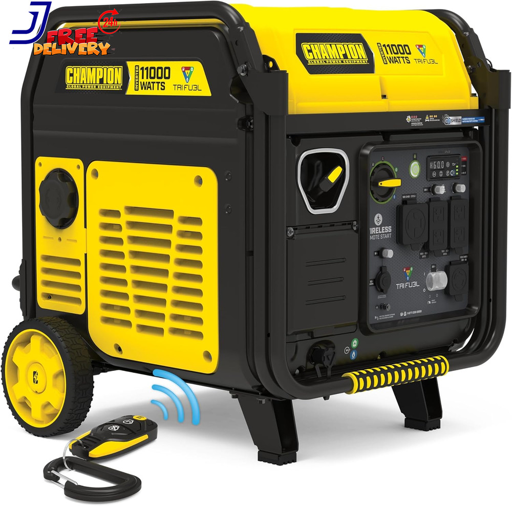 11,000-Watt Wireless Remote Start Tri Fuel Home Backup Portable Inverter Generat