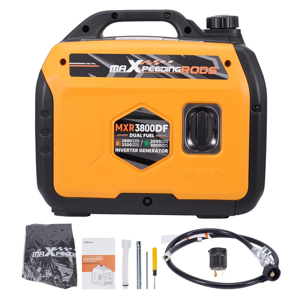 3800W Portable Dual Fuel Inverter Generator 6h Gas Runtime for Camping Trips