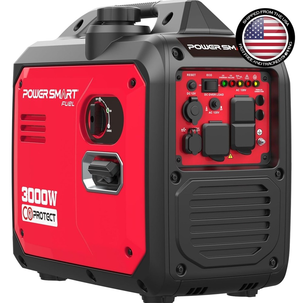 Generator 3000W Portable Inverter Quiet Gas RV Home Camping CO Sensor 30A