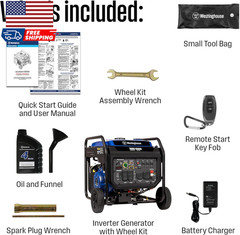 10000 Peak Watt Portable Open Frame Inverter Generator Remote Electric Start