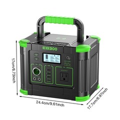 Portable Power Station 300W, 288Wh Lithium Battery, 60W Fast Green