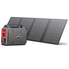 Solar Powered Generator 200W Peak/100W Rated, Portable Solar Black & Red