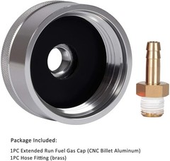 Extended Run Gas Cap Adapter w/ Brass Hose for Yamaha EF2000is EF1000is (Silver)