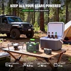 330W Portable Power Station, 288.6Wh Solar Generator with 60W USB-C PD Green