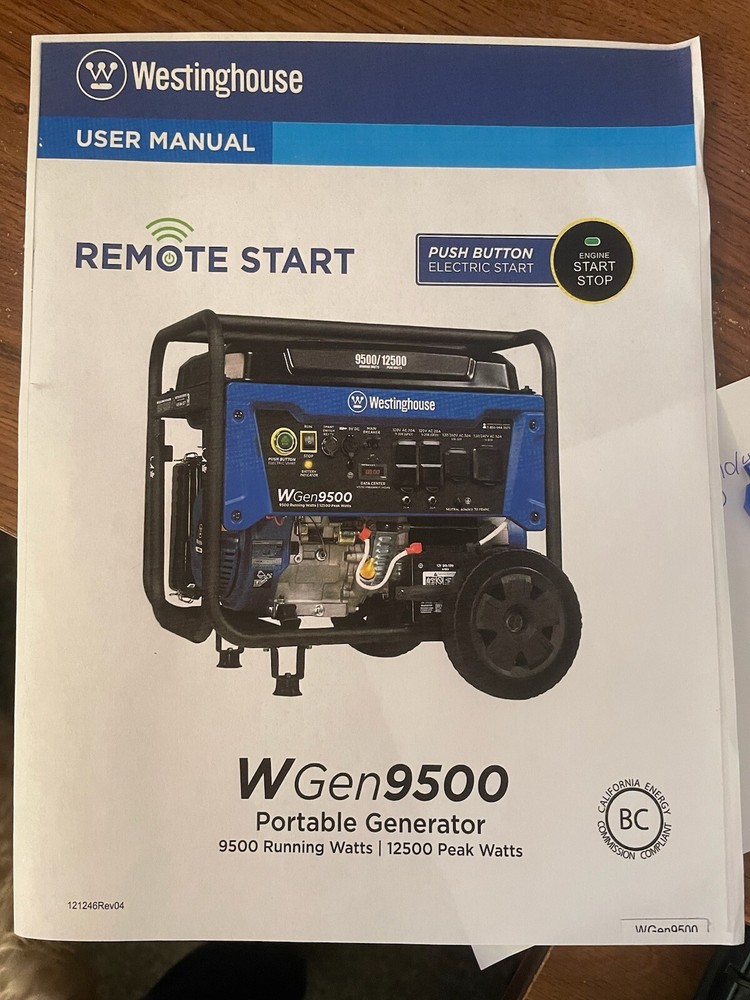westinghouse generator wgen 9500